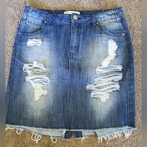 Love Fire Denim distressed skirt